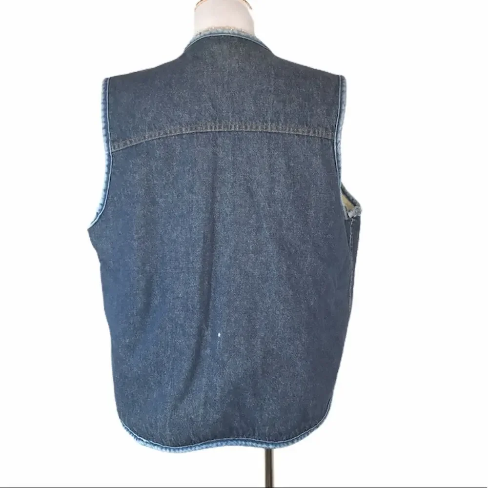 Vintage Roebuck’s Sherpa Jean Work Vest Blue Size XLarge